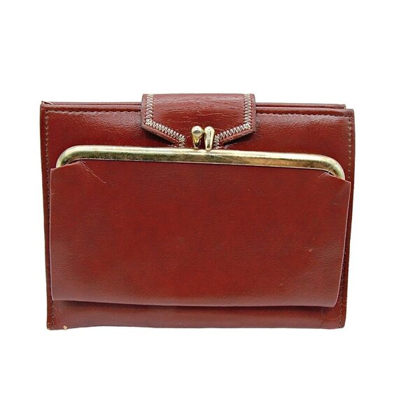 NEW Princess Gardner Dark Red Leather Bifold Wallet Card Slots Coin Purse Vtg - Picture 2 of 12